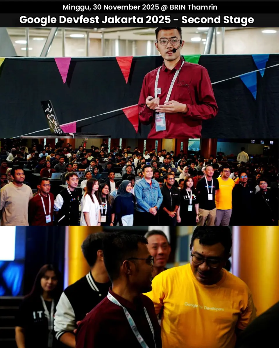 Dhiya di panggung DevFest Jakarta